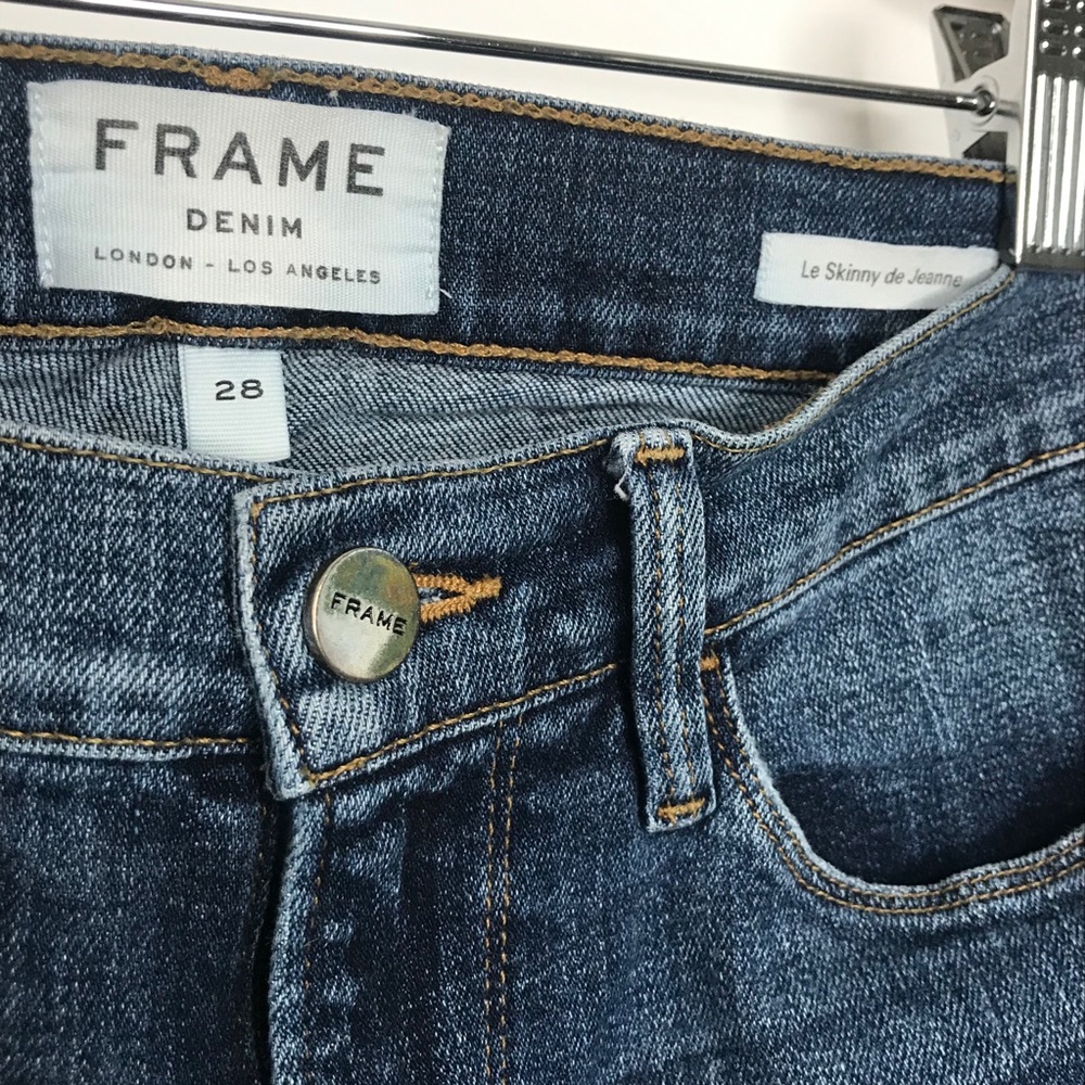 FRAME Denim Le Skinny De Jeanne Shredded Raw Size 28 - Picture 6 of 11